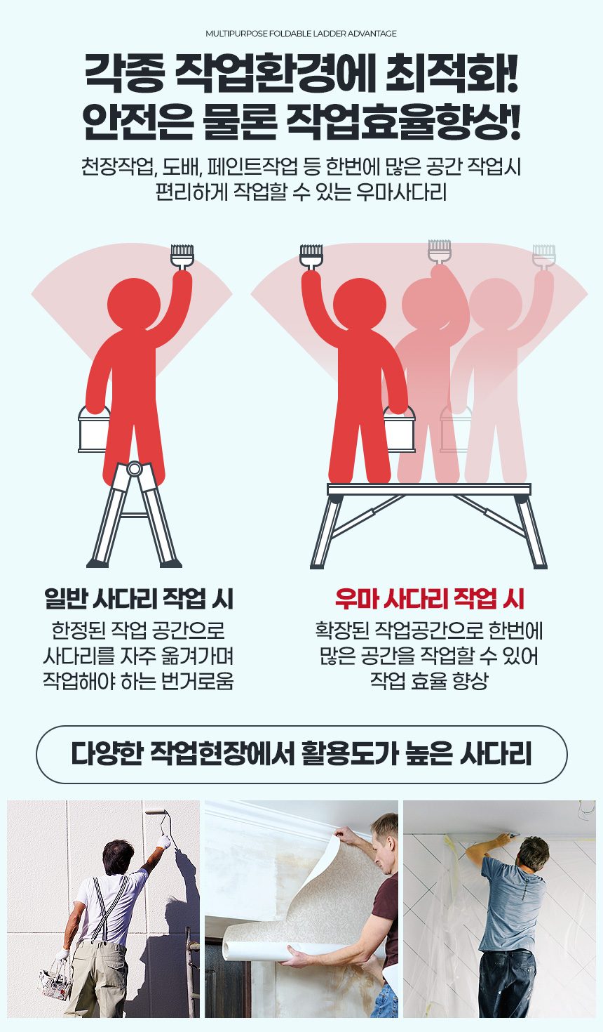 작업발판 접이식사다리 작업다이 일자사다리 도배우마