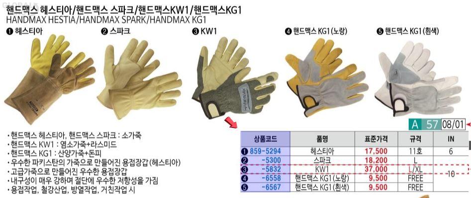 작업용가죽장갑 흰색알곤장갑 남성용1조 용접장갑 방열장갑 내열장갑 내화학용장갑